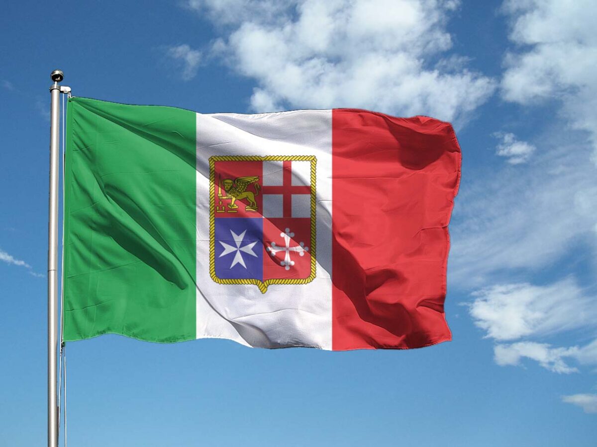 BANDIERA ITALIA MARINA MERCANTILE IN STAMINA DI POLIESTERE: Bandiere In Tessuto / BANDIERA - Foto 13